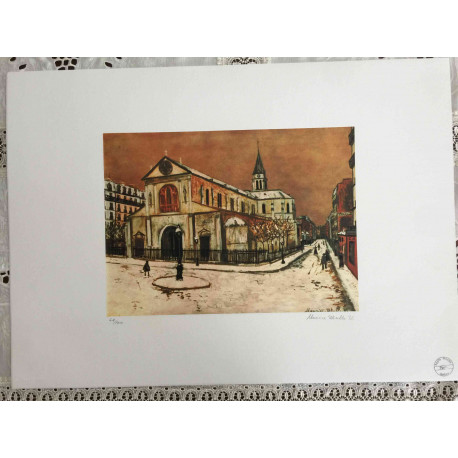 Litografická ofseta Maurice Utrillo certifikovaná 50x70 cm